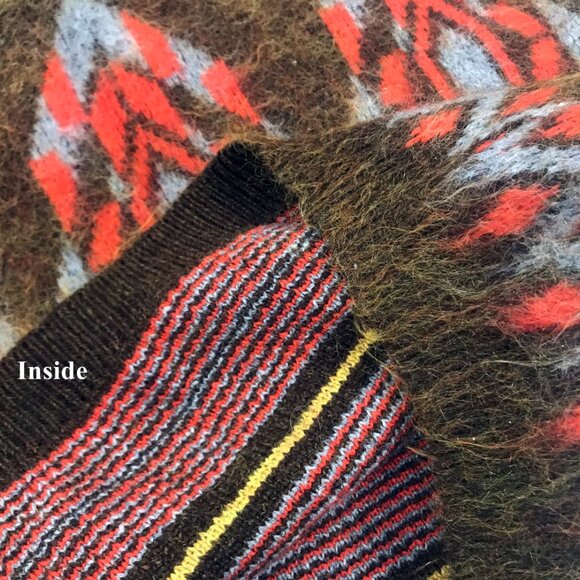 Vintage 60s Mohair Sweater MCM Sothwestern design Wool Knit Intarsia Mockneck Pu - Picture 4 of 6